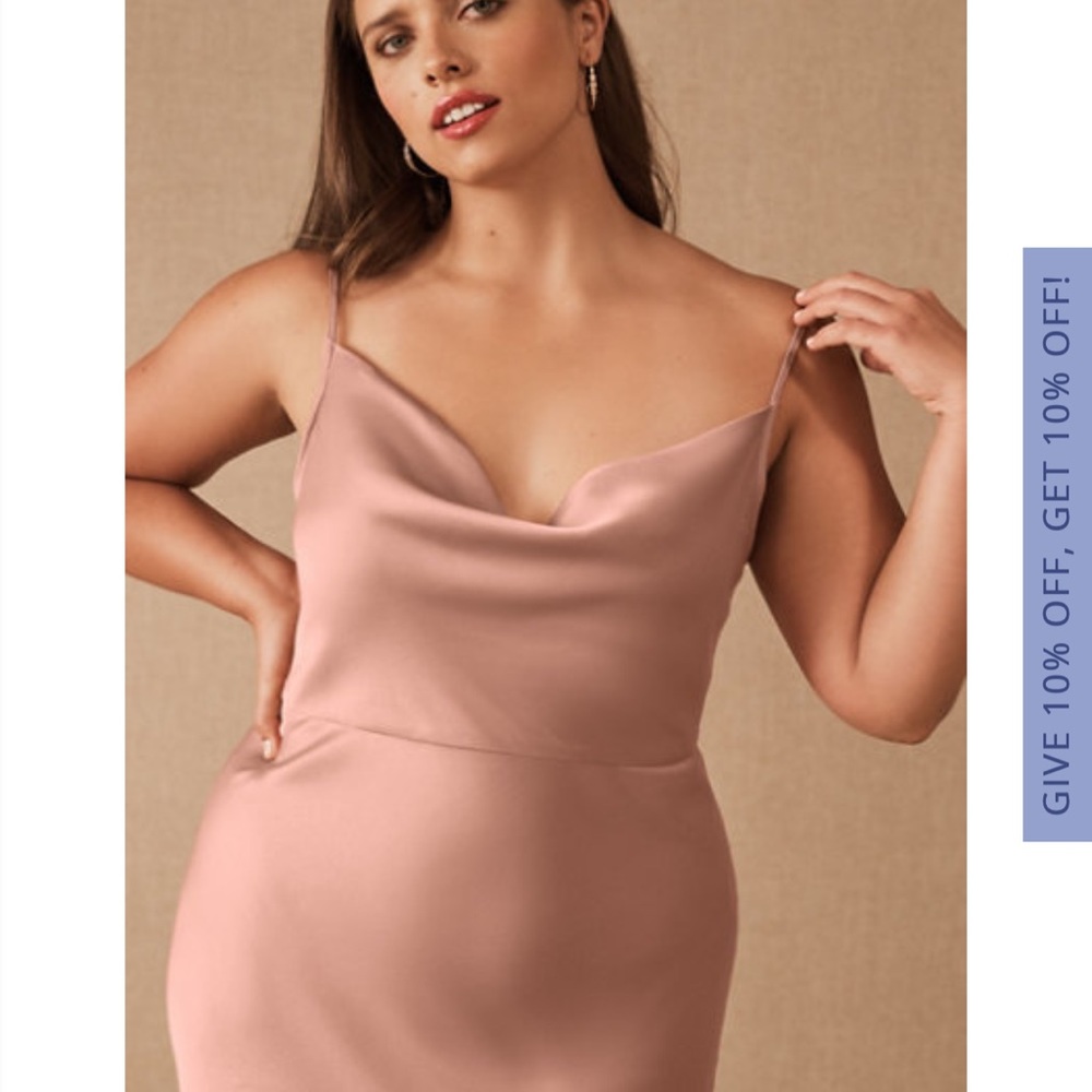 BHLDN Cali Satin Charmeuse Midi Bridesmaid Dress Size 24 NWT Dusty Rose